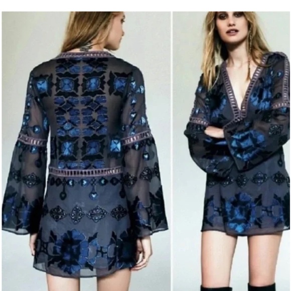 For Love and Lemons Barcelona Charcoal Babydoll Dress - Picture 3 of 6